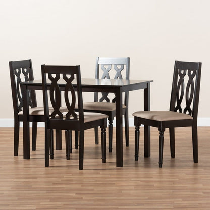 Baxton Studio - Cherese Dining Set in Sand/Espresso - RH334C-Sand/Dark Brown-5PC Dining Set view 5