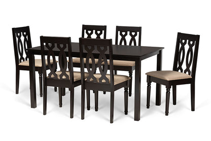 Baxton Studio - Cherese Dining Set - RH334C-Sand/Dark Brown-7PC Dining Set view 1