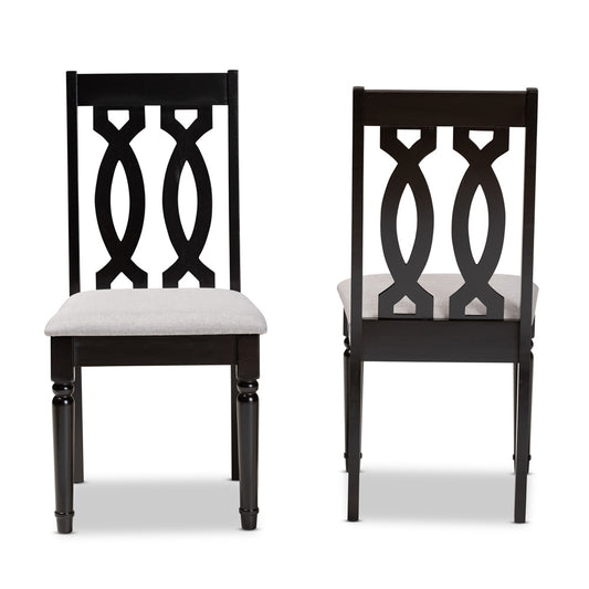 Baxton Studio - Cherese Set of 2 Dining Chairs in Grey/Dark Brown - RH334C-Grey/Dark Brown-DC-2PK view 2