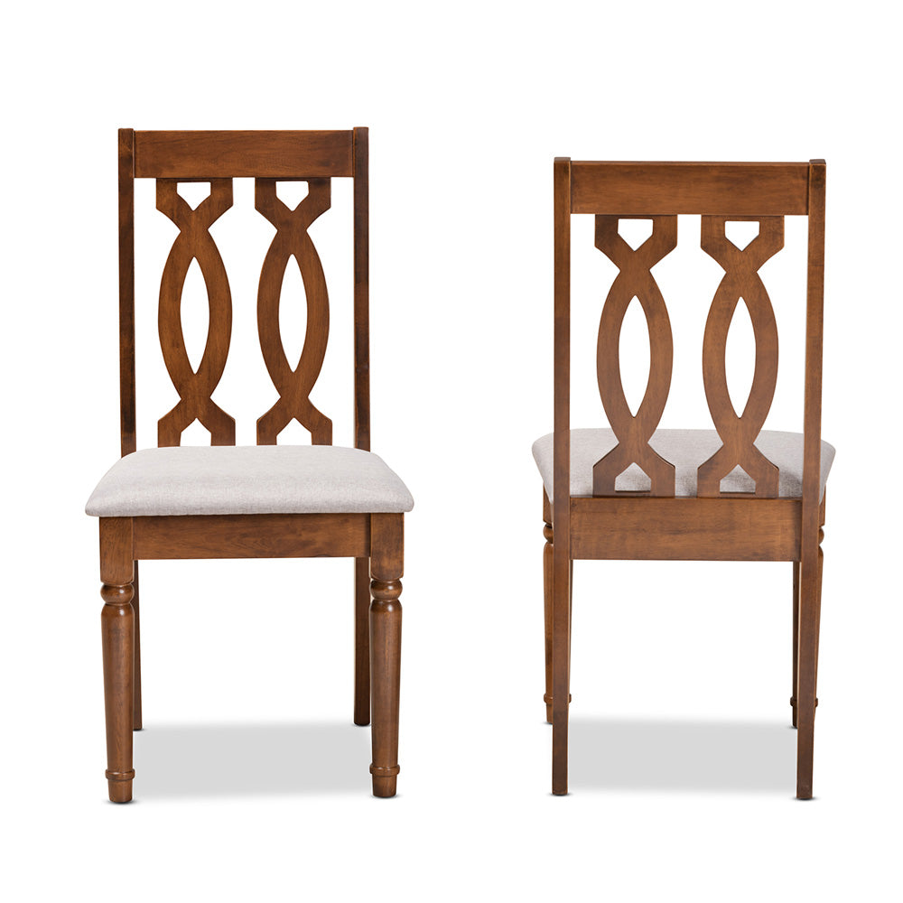 Baxton Studio - Cherese Set of 2 Dining Chairs in Grey/Walnut Brown - RH334C-Grey/Walnut-DC-2PK view 2