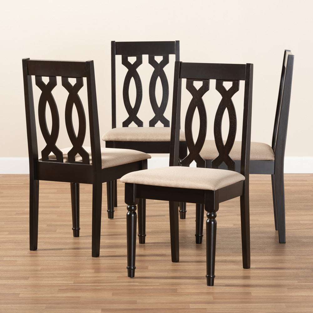 Baxton Studio - Cherese Set of 4 Dining Chairs in Sand/Espresso - RH334C-Sand/Dark Brown-DC-4PK view 4