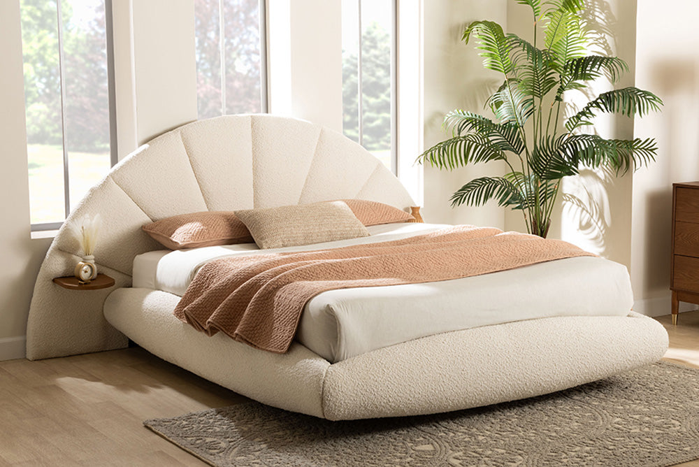 Baxton Studio - Cherise King Size Bed - BBT61326-Floating Bed-Cream-King view 5