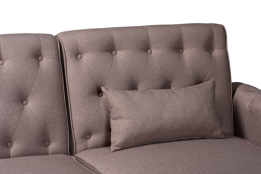 Baxton Studio - Chesterfield Sleeper Sofa - Chesterfield-Clay-RFC view 3