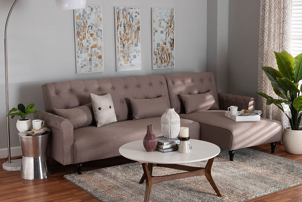 Baxton Studio - Chesterfield Sleeper Sofa - Chesterfield-Clay-RFC view 5