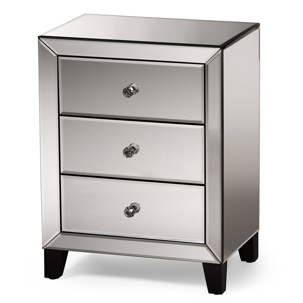 Baxton Studio - Chevron End Table in "Silver" Mirrored - RS1155 view 1