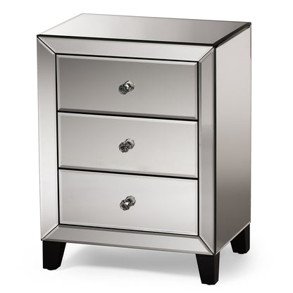 Baxton Studio - Chevron End Table in "Silver" Mirrored - RS1155 view 1