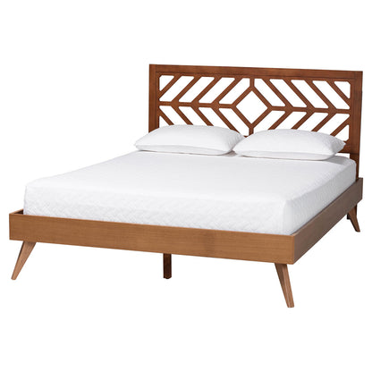 Baxton Studio - Chinedu Queen Size Bed in Ash Walnut - Chinedu-Ash Walnut-Queen view 1