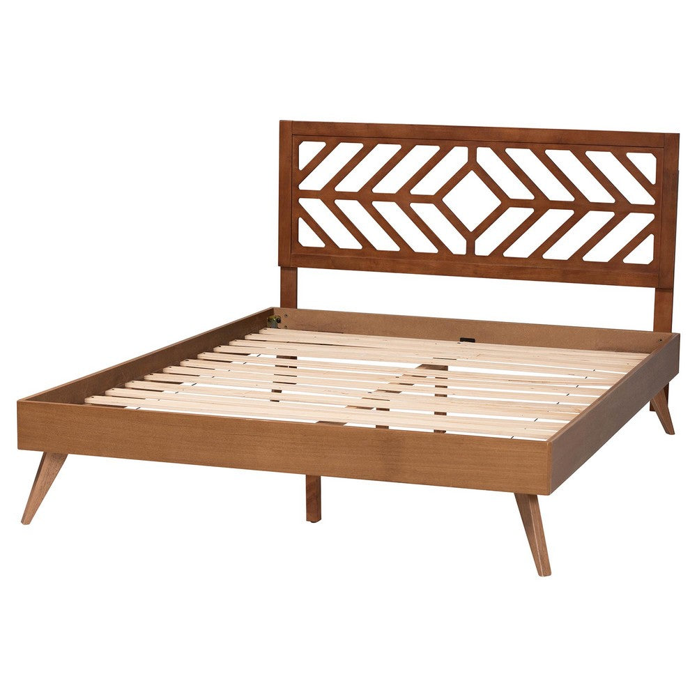 Baxton Studio - Chinedu Queen Size Bed in Ash Walnut - Chinedu-Ash Walnut-Queen view 3