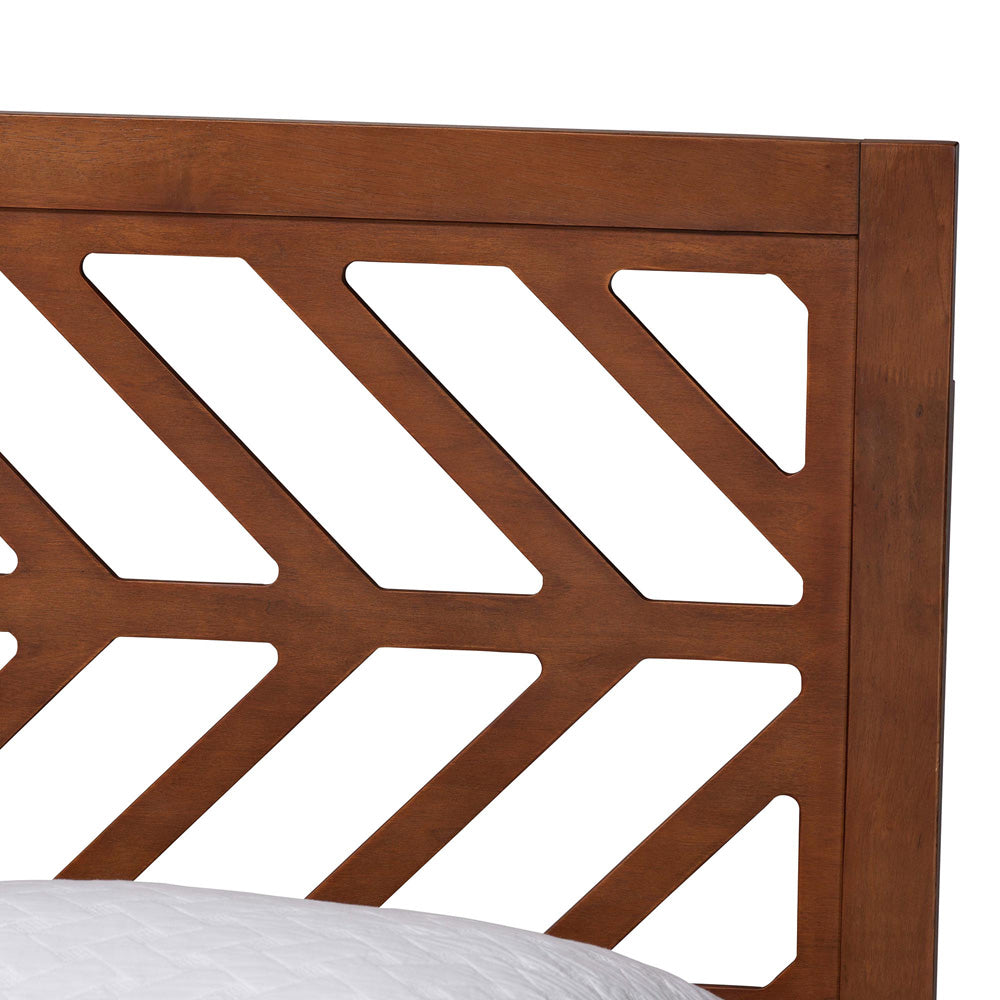 Baxton Studio - Chinedu Queen Size Bed in Ash Walnut - Chinedu-Ash Walnut-Queen view 4