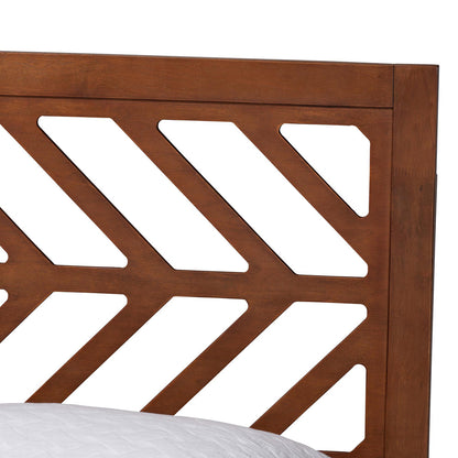 Baxton Studio - Chinedu Queen Size Bed in Ash Walnut - Chinedu-Ash Walnut-Queen view 4