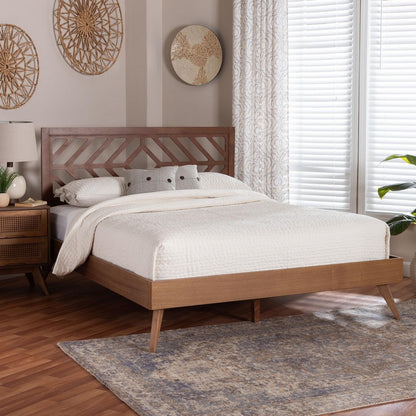 Baxton Studio - Chinedu Queen Size Bed in Ash Walnut - Chinedu-Ash Walnut-Queen view 7