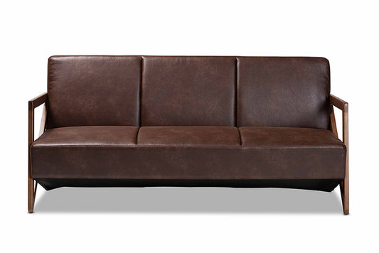 Baxton Studio - Christa Sofa - WM5020-Dark Brown/Walnut-SF view 2