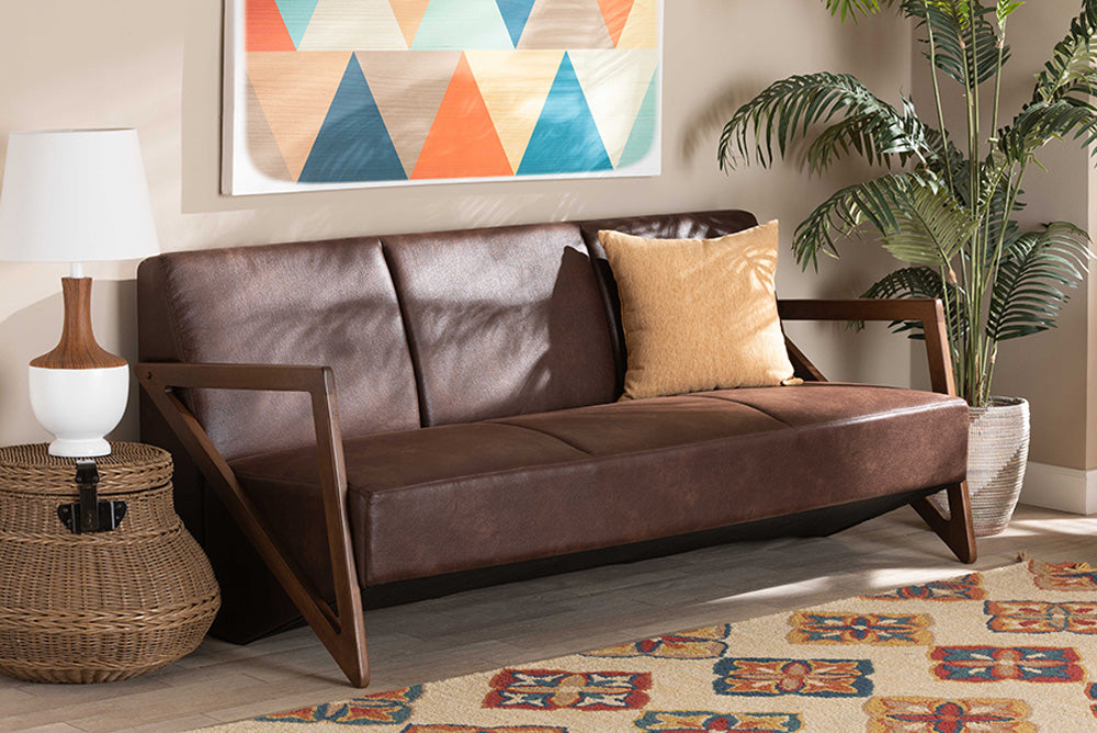 Baxton Studio - Christa Sofa - WM5020-Dark Brown/Walnut-SF view 5