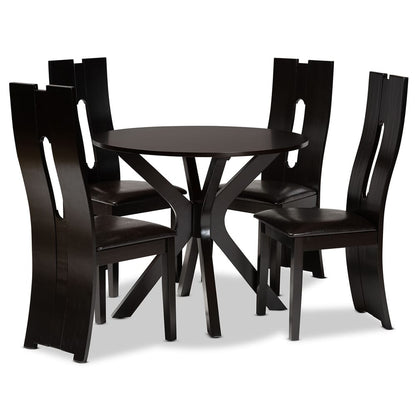 Baxton Studio - Cian Dining Set in Dark Brown/Espresso Brown - Cian-Dark Brown-5PC Dining Set view 1