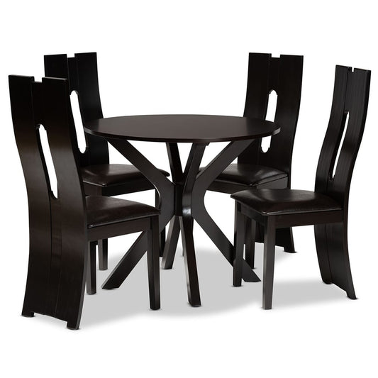 Baxton Studio - Cian Dining Set in Dark Brown/Espresso Brown - Cian-Dark Brown-5PC Dining Set view 1