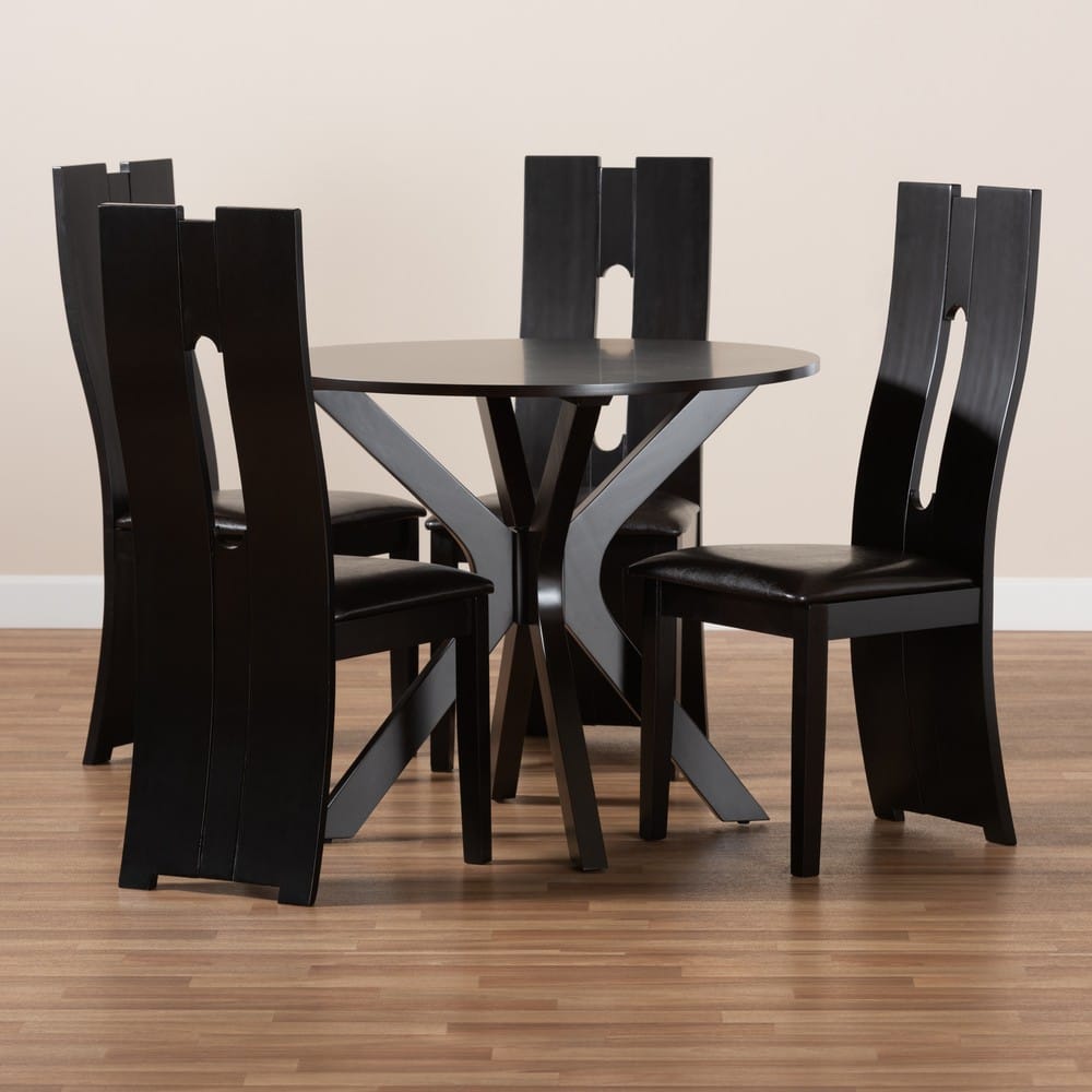 Baxton Studio - Cian Dining Set in Dark Brown/Espresso Brown - Cian-Dark Brown-5PC Dining Set view 8