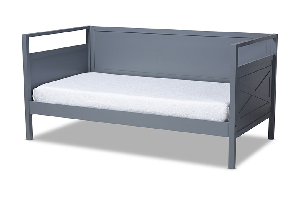 Baxton Studio - Cintia Twin Size Daybed - Cintia-Grey-Daybed view 1