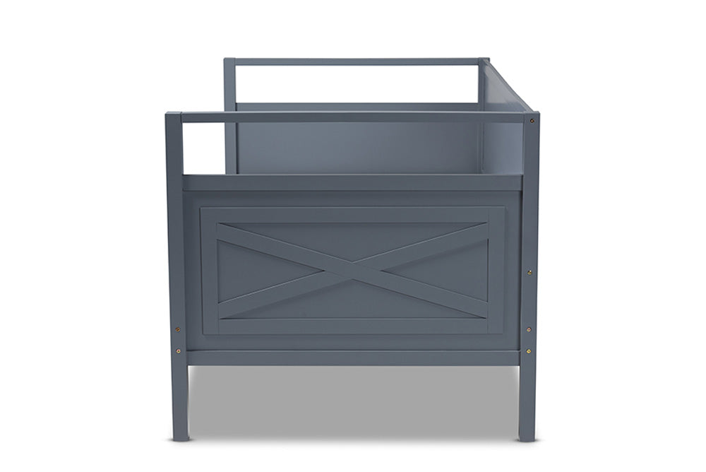 Baxton Studio - Cintia Twin Size Daybed - Cintia-Grey-Daybed view 2