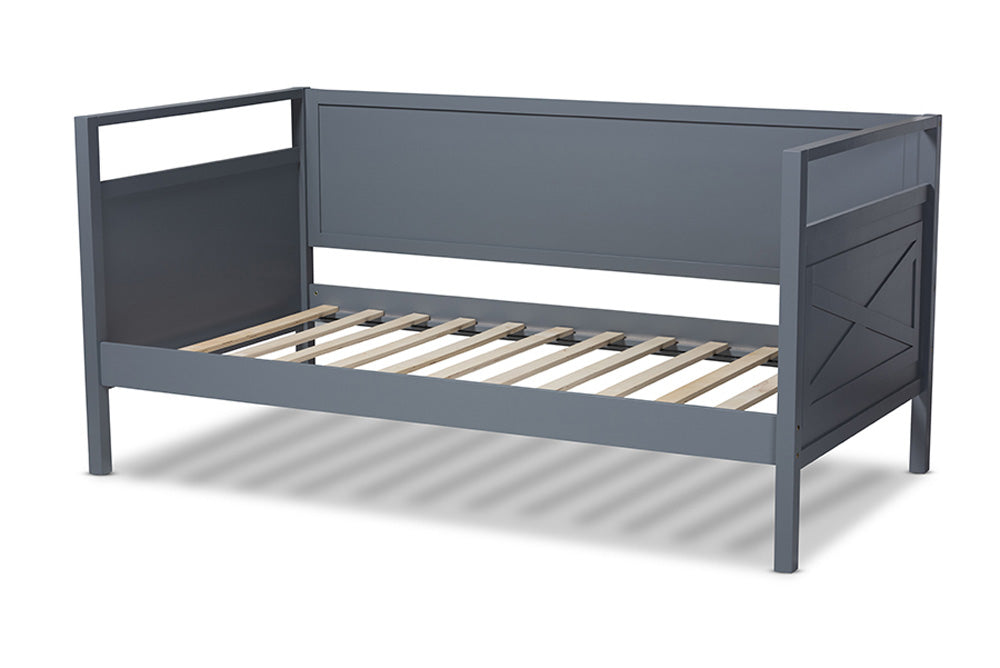 Baxton Studio - Cintia Twin Size Daybed - Cintia-Grey-Daybed view 3