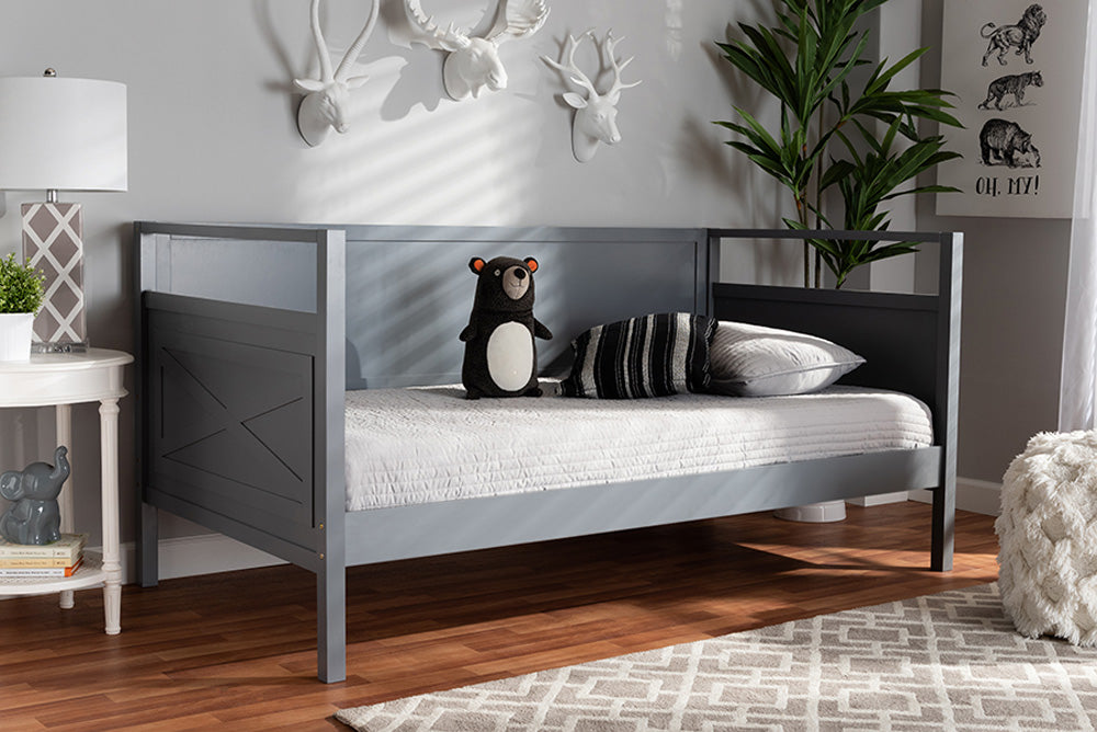 Baxton Studio - Cintia Twin Size Daybed - Cintia-Grey-Daybed view 7