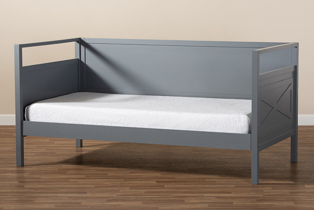 Baxton Studio - Cintia Twin Size Daybed - Cintia-Grey-Daybed view 8