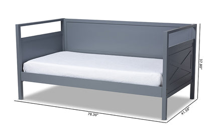 Baxton Studio - Cintia Twin Size Daybed - Cintia-Grey-Daybed view 9