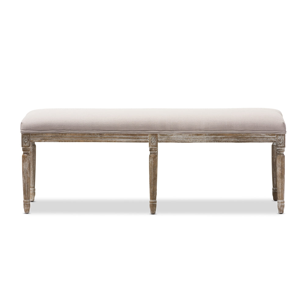 Baxton Studio - Clairette Bench in Beige - TSF-9303-Beige-OTTO view 2