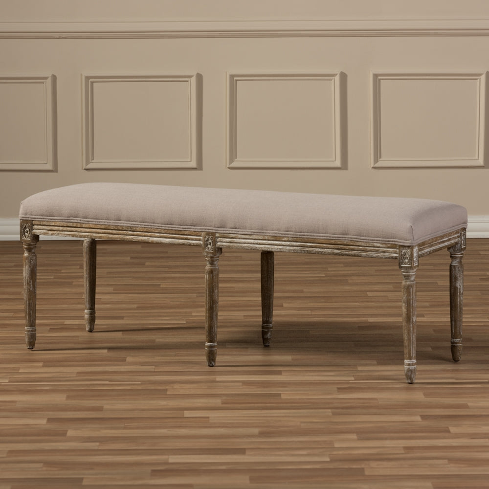 Baxton Studio - Clairette Bench in Beige - TSF-9303-Beige-OTTO view 5