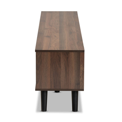 Baxton Studio - Clapton TV Stand in Grey/Walnut Brown/Black - TV8010-Walnut/Grey-TV view 4