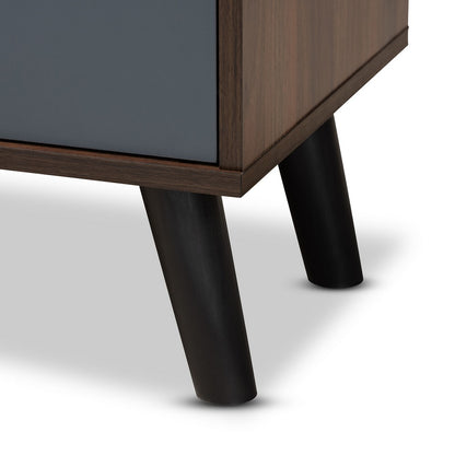 Baxton Studio - Clapton TV Stand in Grey/Walnut Brown/Black - TV8010-Walnut/Grey-TV view 6