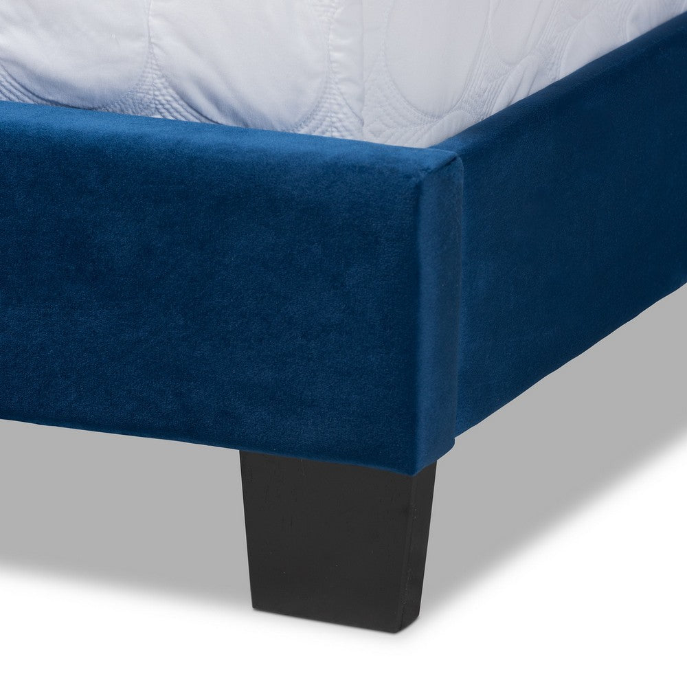 Baxton Studio - Clare Full Size Bed in Navy Blue/Black - CF8747X-Navy Blue Velvet-Full view 5