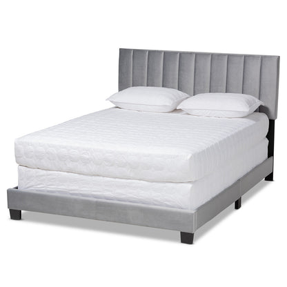 Baxton Studio - Clare King Size Bed in Grey/Black - CF8747X-Grey Velvet-King view 1