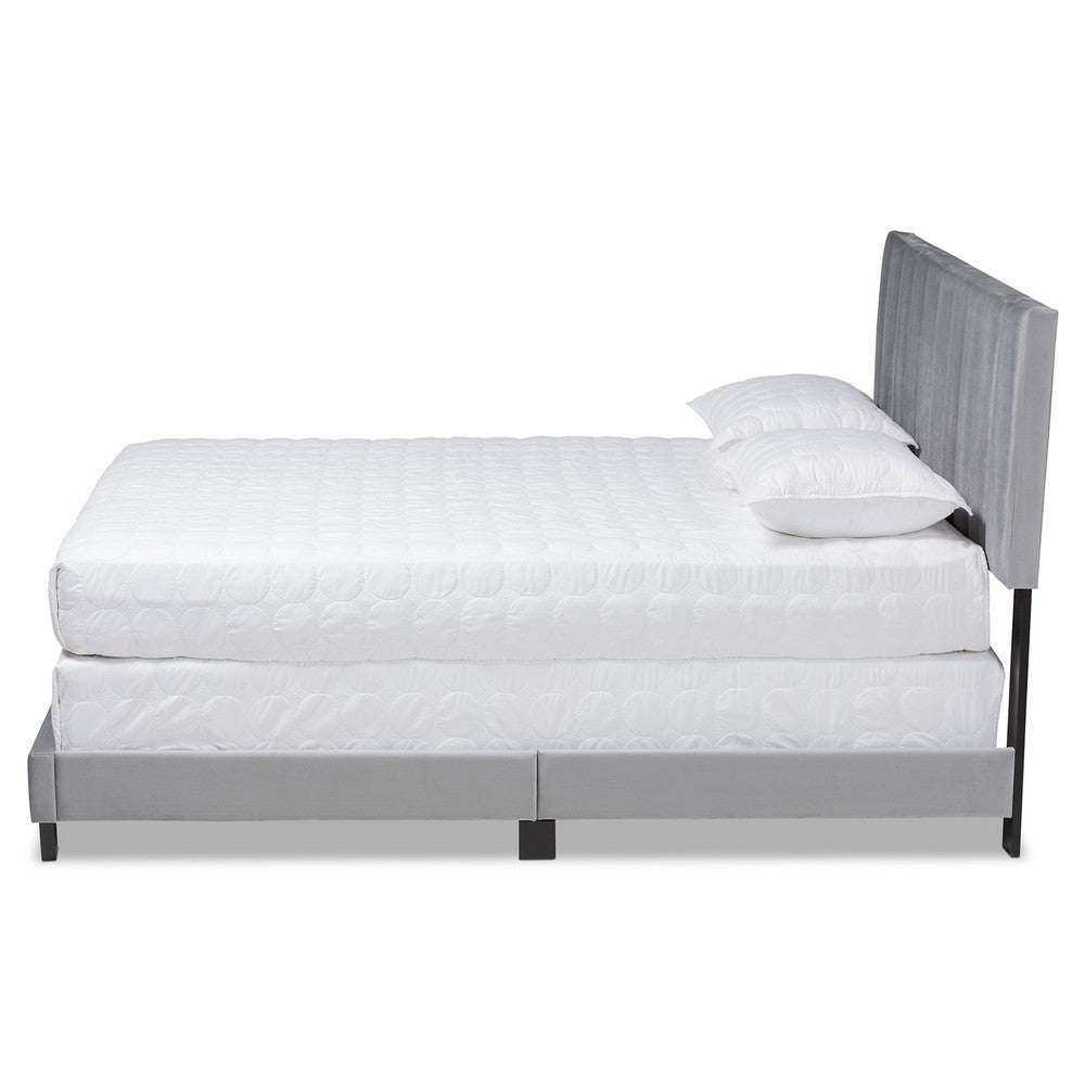 Baxton Studio - Clare King Size Bed in Grey/Black - CF8747X-Grey Velvet-King view 2