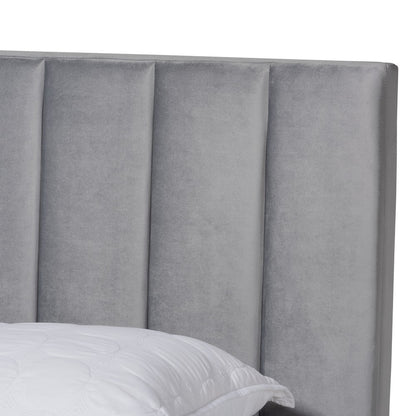 Baxton Studio - Clare King Size Bed in Grey/Black - CF8747X-Grey Velvet-King view 4