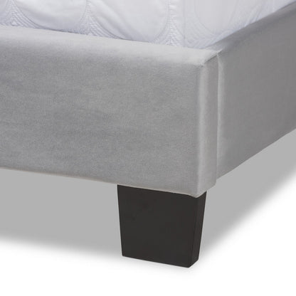 Baxton Studio - Clare Queen Size Bed in Grey/Black - CF8747X-Grey Velvet-Queen view 5
