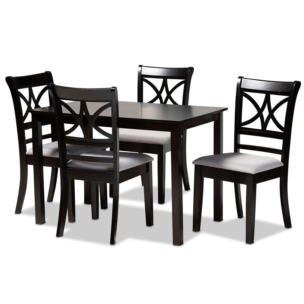 Baxton Studio - Clarke Dining Set in Grey/Espresso Brown - RH329C-Grey/Dark Brown-5PC Dining Set view 1