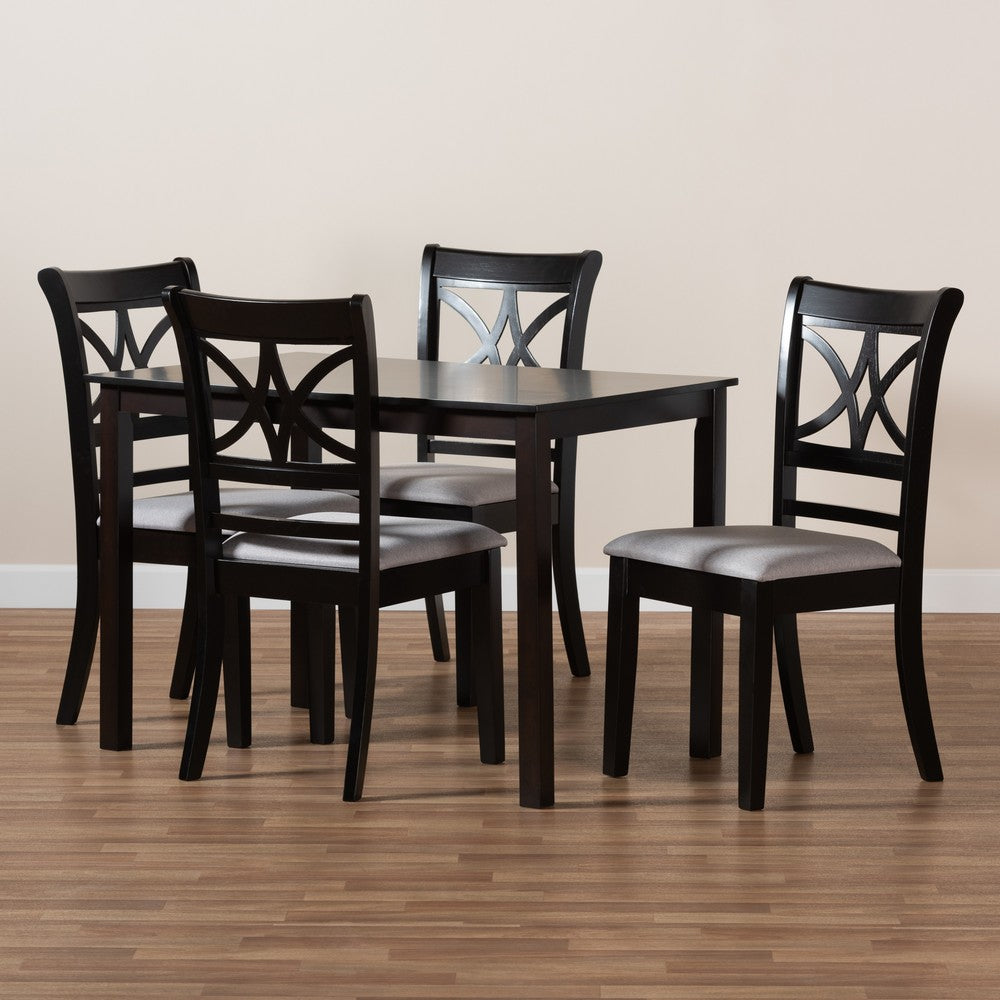 Baxton Studio - Clarke Dining Set in Grey/Espresso Brown - RH329C-Grey/Dark Brown-5PC Dining Set view 8