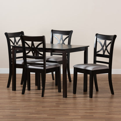 Baxton Studio - Clarke Dining Set in Grey/Espresso Brown - RH329C-Grey/Dark Brown-5PC Dining Set view 8