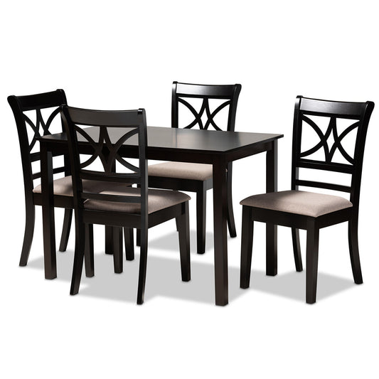 Baxton Studio - Clarke Dining Set in Sand/Espresso Brown - RH329C-Sand/Dark Brown-5PC Dining Set view 1