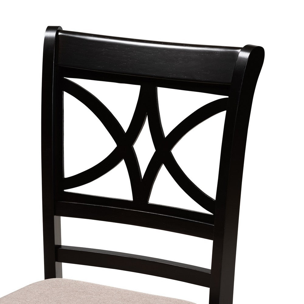 Baxton Studio - Clarke Dining Set in Sand/Espresso Brown - RH329C-Sand/Dark Brown-5PC Dining Set view 5