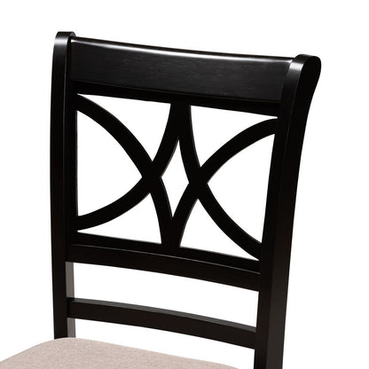 Baxton Studio - Clarke Dining Set in Sand/Espresso Brown - RH329C-Sand/Dark Brown-5PC Dining Set view 5