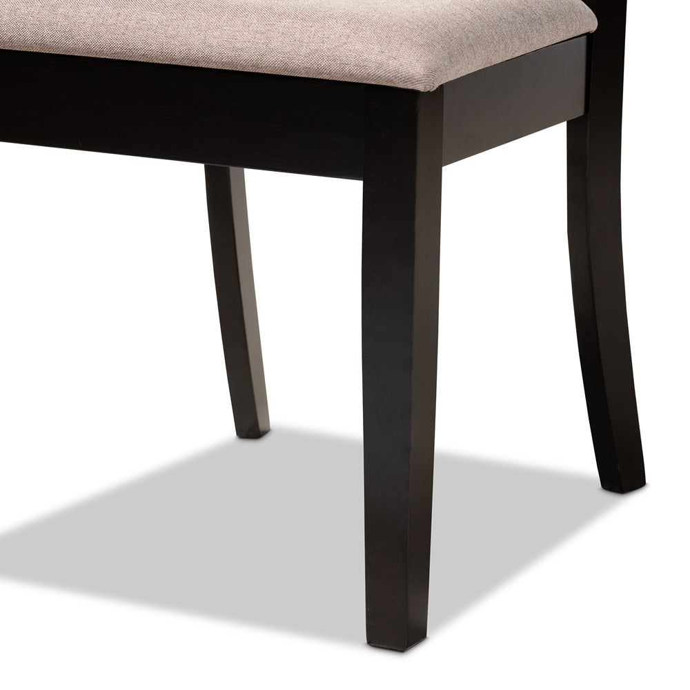 Baxton Studio - Clarke Dining Set in Sand/Espresso Brown - RH329C-Sand/Dark Brown-5PC Dining Set view 6