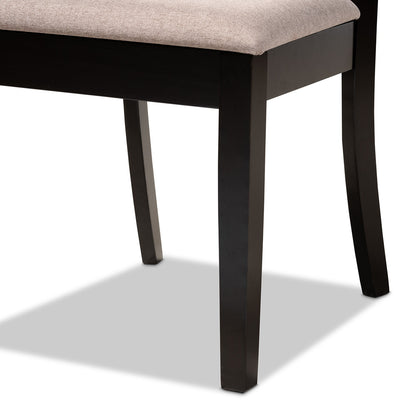 Baxton Studio - Clarke Dining Set in Sand/Espresso Brown - RH329C-Sand/Dark Brown-5PC Dining Set view 6