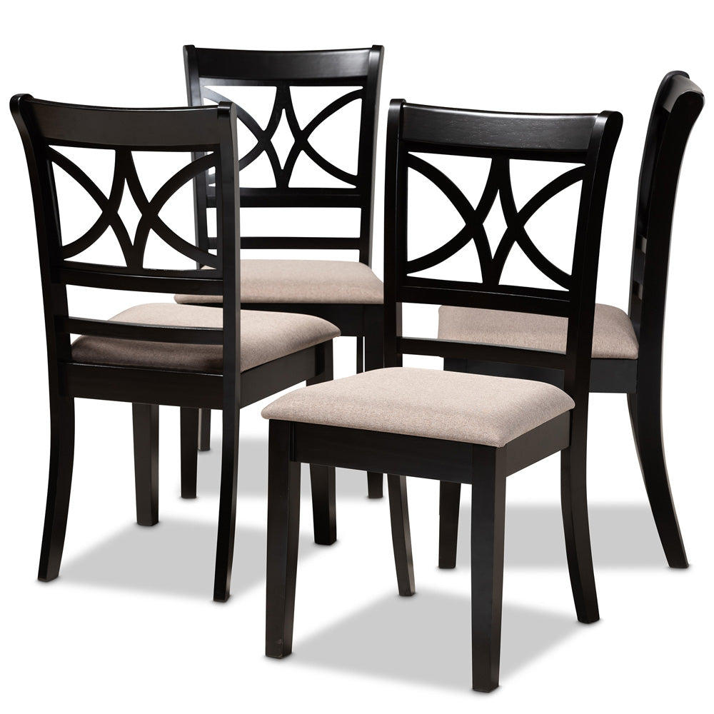Baxton Studio - Clarke Set of 4 Dining Chairs in Sand/Espresso Brown - RH329C-Sand/Dark Brown-DC-4PK view 1