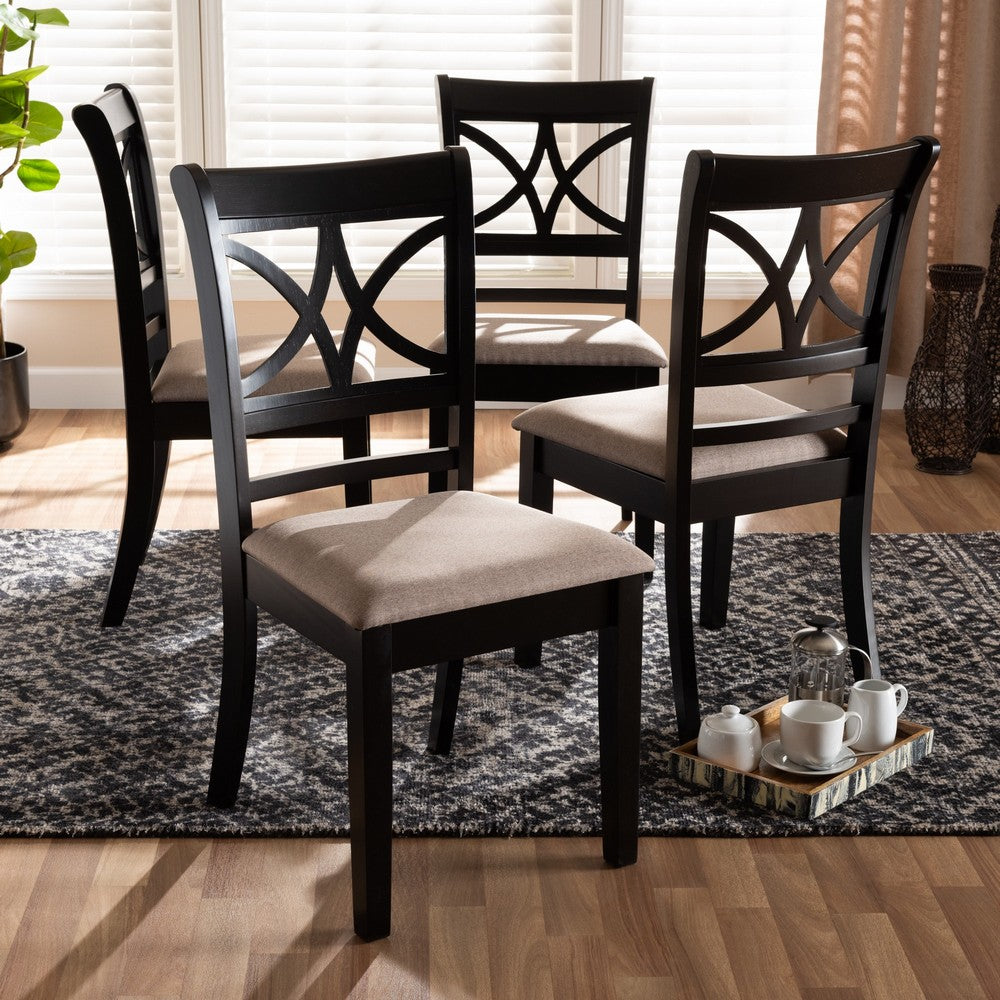 Baxton Studio - Clarke Set of 4 Dining Chairs in Sand/Espresso Brown - RH329C-Sand/Dark Brown-DC-4PK view 5