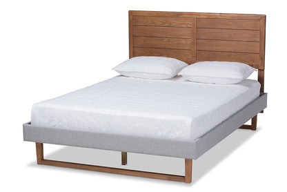 Baxton Studio - Claudia Full Size Bed - Claudia-Light Grey/Ash Walnut-Full view 1
