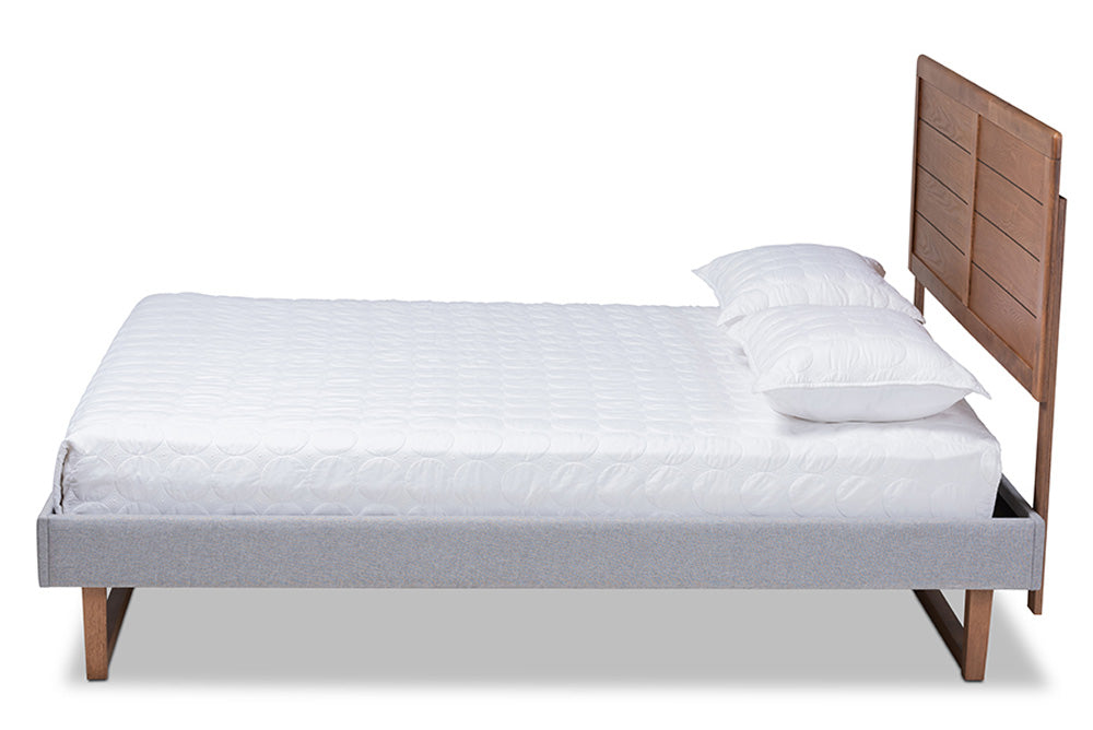 Baxton Studio - Claudia Full Size Bed - Claudia-Light Grey/Ash Walnut-Full view 2