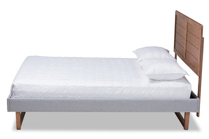 Baxton Studio - Claudia Full Size Bed - Claudia-Light Grey/Ash Walnut-Full view 2