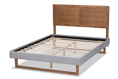 Baxton Studio - Claudia Full Size Bed - Claudia-Light Grey/Ash Walnut-Full view 3