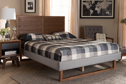 Baxton Studio - Claudia Full Size Bed - Claudia-Light Grey/Ash Walnut-Full view 5